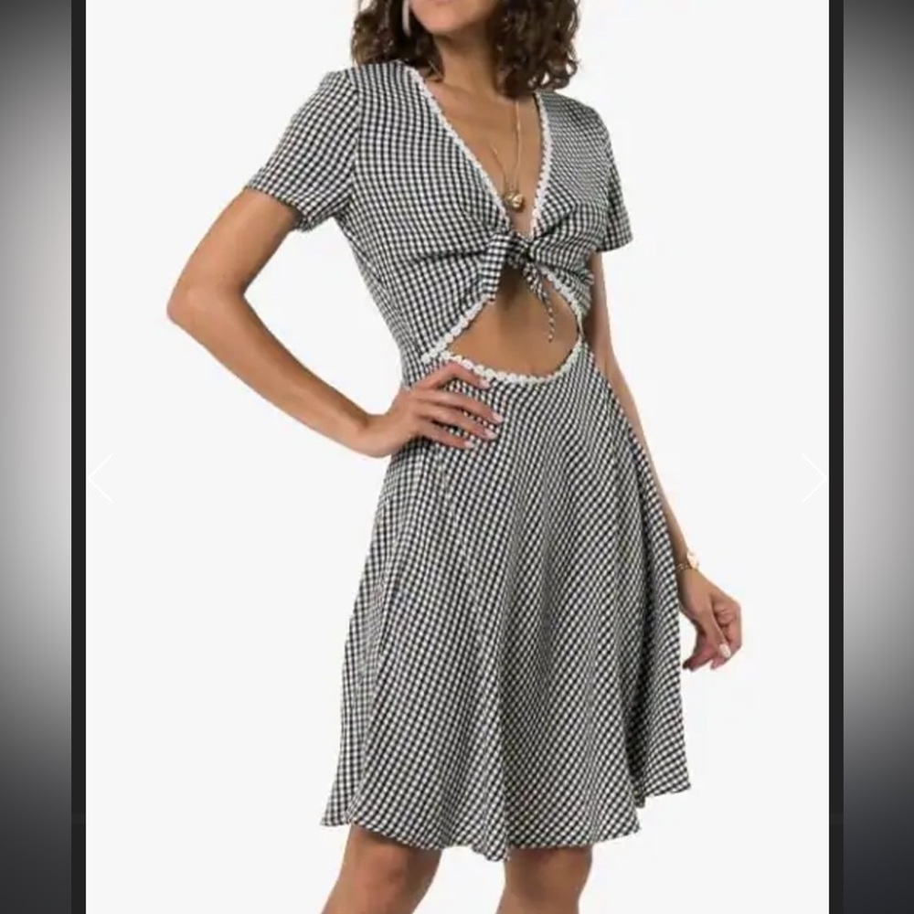 Solid And Stiped Gingham Daisy Cut Out Dress - Li… - image 1